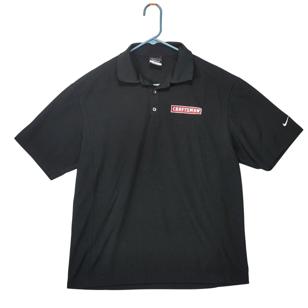 Nike‎ Golf Craftsman Polo Shirt Men's Large Black Dri Fit Embroidered Logo